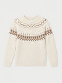 Kaschmirpullover mit nordischem Jacquardmuster und Rundhalsausschnitt