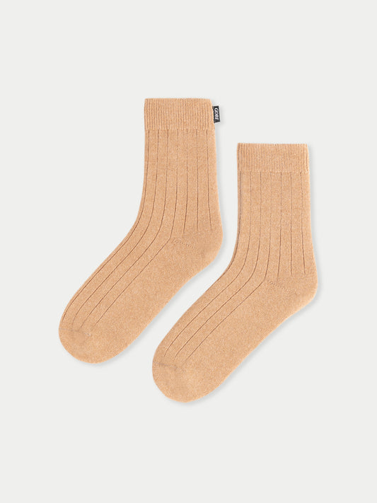 Unisex Kaschmir Strick-Bettsocken mit Trim Schaffell - Gobi Cashmere