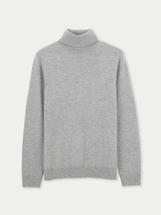 Damen Kaschmir Basic Rollkragenpullover Hellgrau - Gobi Cashmere