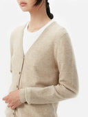 Damen Naturfarbe V-Ausschnitt Strickjacke Grau | GOBI Cashmere