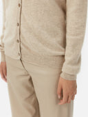 Damen Naturfarbe V-Ausschnitt Strickjacke Grau | GOBI Cashmere