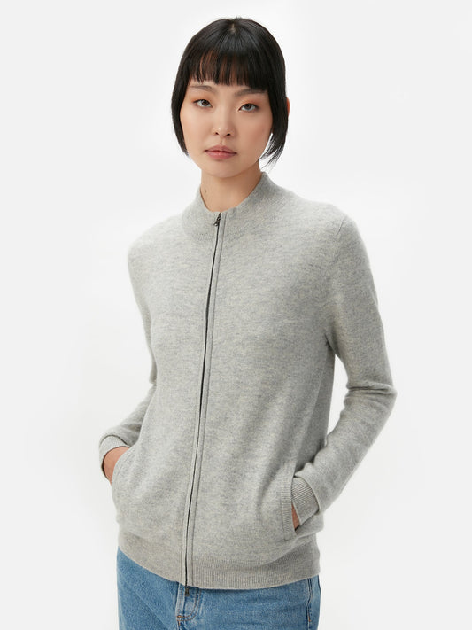 Kaschmirstrickjacke mit Reißverschluss
