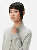Damen Kaschmir Strickjacke Mit Reißverschluss Blau - Gobi Cashmere