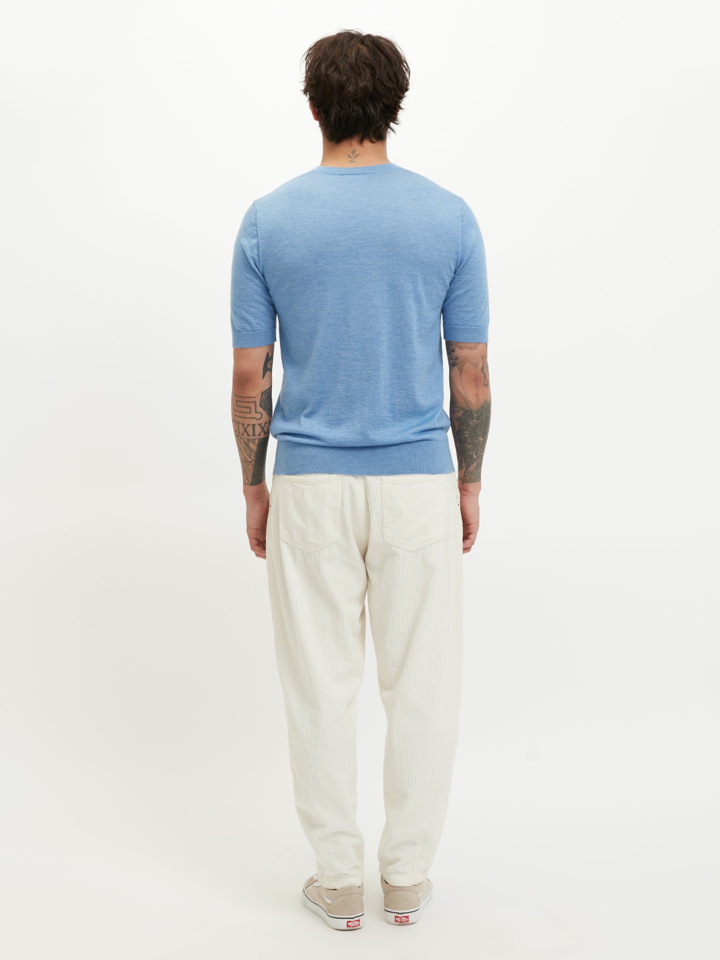 Herren-T-Shirt aus Seide und Kaschmir Blau - Gobi Cashmere