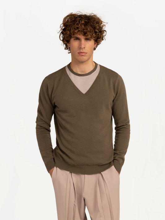 Kaschmirpullover mit Kombikragen