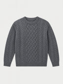 Kaschmirpullover mit Aran-Zopfmuster, Rundhals