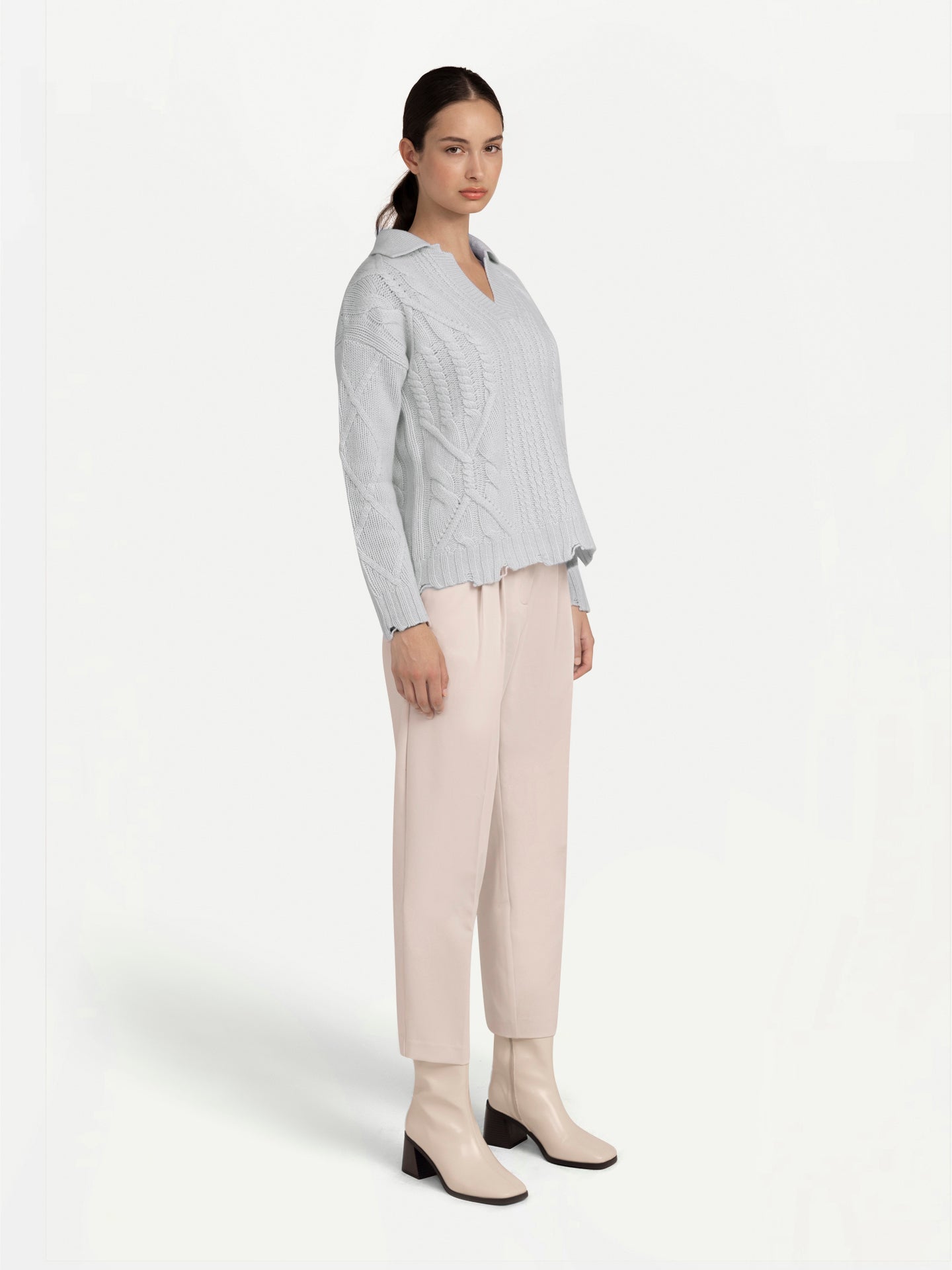 Mixed-Stitch Polo-Pullover aus Kaschmir
