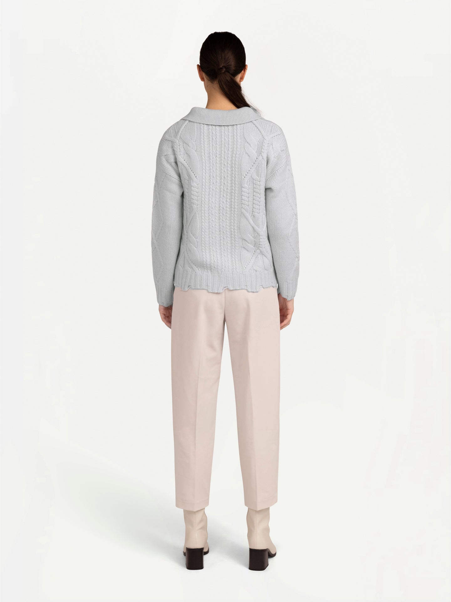 Mixed-Stitch Polo-Pullover aus Kaschmir