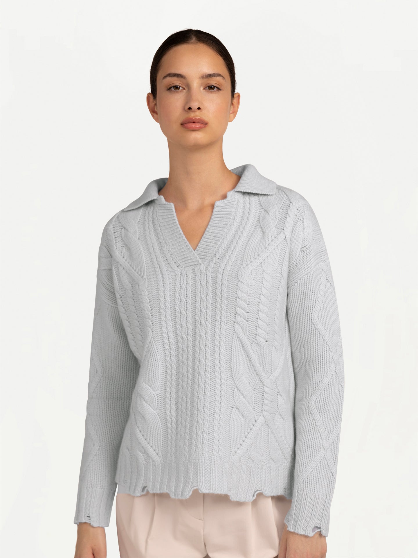 Mixed-Stitch Polo-Pullover aus Kaschmir