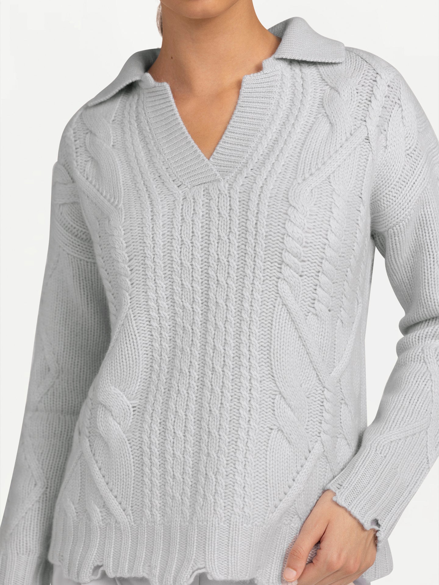 Mixed-Stitch Polo-Pullover aus Kaschmir