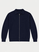 Kaschmir-Strickjacke mit spitzem Kragen und Reißverschluss