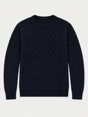 Kaschmirpullover mit Aran-Zopfmuster, Rundhals
