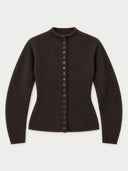 Kaschmir-Strickjacke mit Stehkragen und Knopfleiste