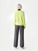 Damen Basic R-Ausschnitt Pullover Sunny Lime | GOBI Cashmere