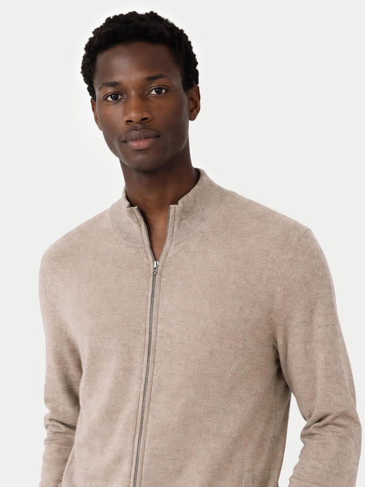 Herren Stehkragen Strickjacke Taupe | GOBI Cashmere