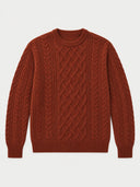 Kaschmirpullover mit Aran-Zopfmuster, Rundhals