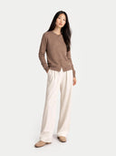 Damen R-Ausschnitt Strickjacke Knöpfen Taupe | GOBI Cashmere
