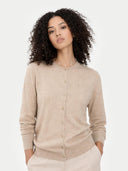 Basic R-Ausschnitt Kaschmirstrickjacke