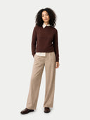 Damen Cropped Kaschmir-Pullover mit Rundhals | GOBI Cashmere #color_deep-mahogany