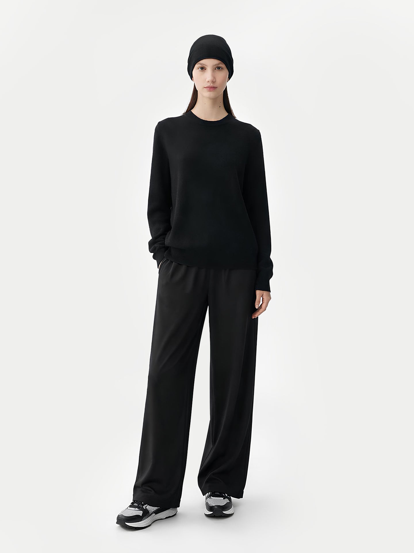 99€ Damen Pullover R-Ausschnitt Schwarz | GOBI Cashmere