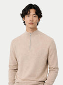 Basic Kaschmirpullover mit Halbreißverschluss