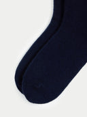 Unisex Kaschmir Rippenstrick-Bettsocken Taupe - Gobi Cashmere
