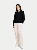 Damen Kashmir R-Ausschnitt Pullover Schwarz | GOBI Cashmere