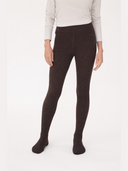 Kaschmir Strumpfhose Damen in Mole mit hohem Bund, Vorderansicht am Model, Detail der Beinpartie