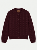 Kaschmir-Strickjacke mit Zopfmuster und Rundhalsausschnitt