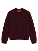 Kaschmir-Strickjacke mit Zopfmuster und Rundhalsausschnitt