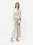 Damen Hose mit weitem Bein aus Kaschmir Off-White | GOBI DE