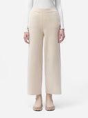 Damen Hose mit weitem Bein aus Kaschmir Off-White | GOBI DE