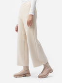 Damen Hose mit weitem Bein aus Kaschmir Off-White | GOBI DE