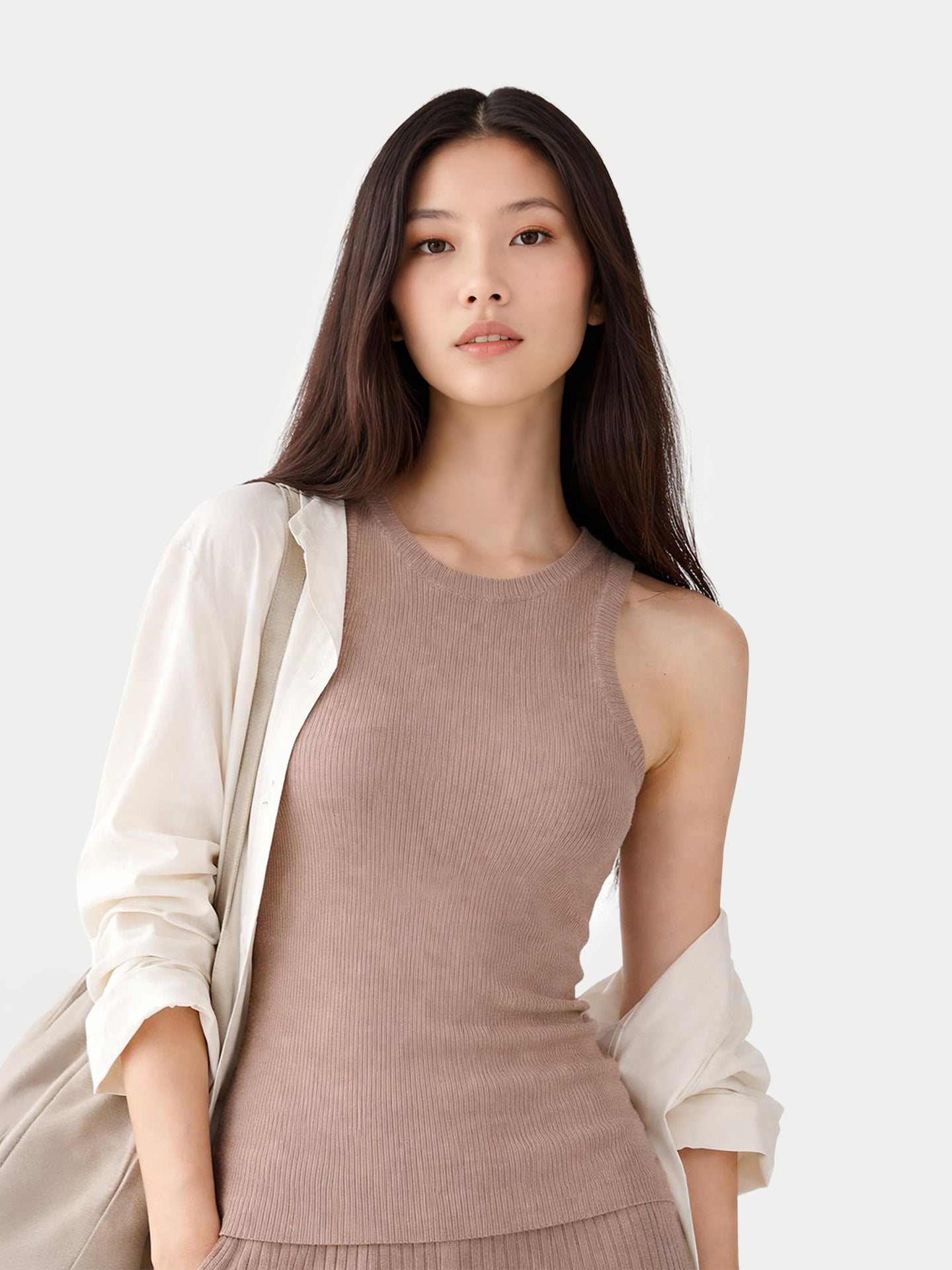 Geripptes Baumwoll-Seiden-Kaschmir-Top| GOBI Cashmere