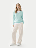 Damen Basic V-Ausschnitt Pullover Blaues Glas | GOBI Cashmere