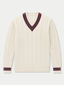 Cricket-Pullover mit Zopfmuster