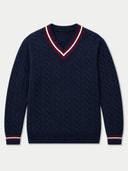 Cricket-Pullover mit Zopfmuster