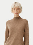 Naturfarbe Basic Stehkragenpullover aus Kaschmir
