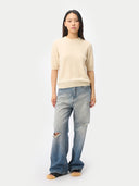 Kaschmir-Pullover mit kurzen Ärmeln