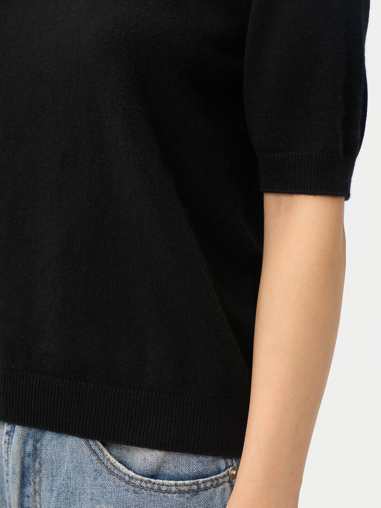 Kaschmir-Pullover mit kurzen Ärmeln