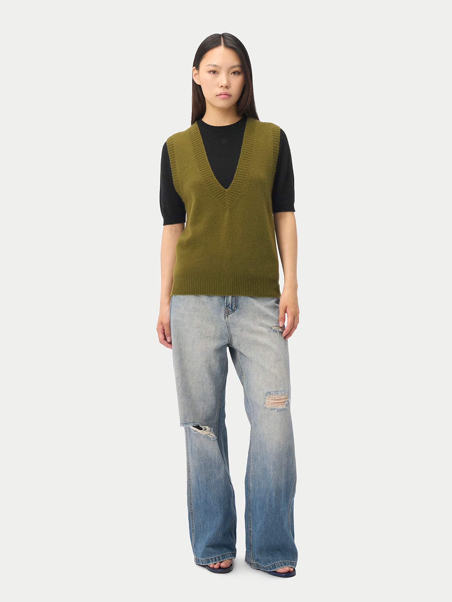 Damen Kaschmirweste mit V-Ausschnitt mit Relaxed Fit