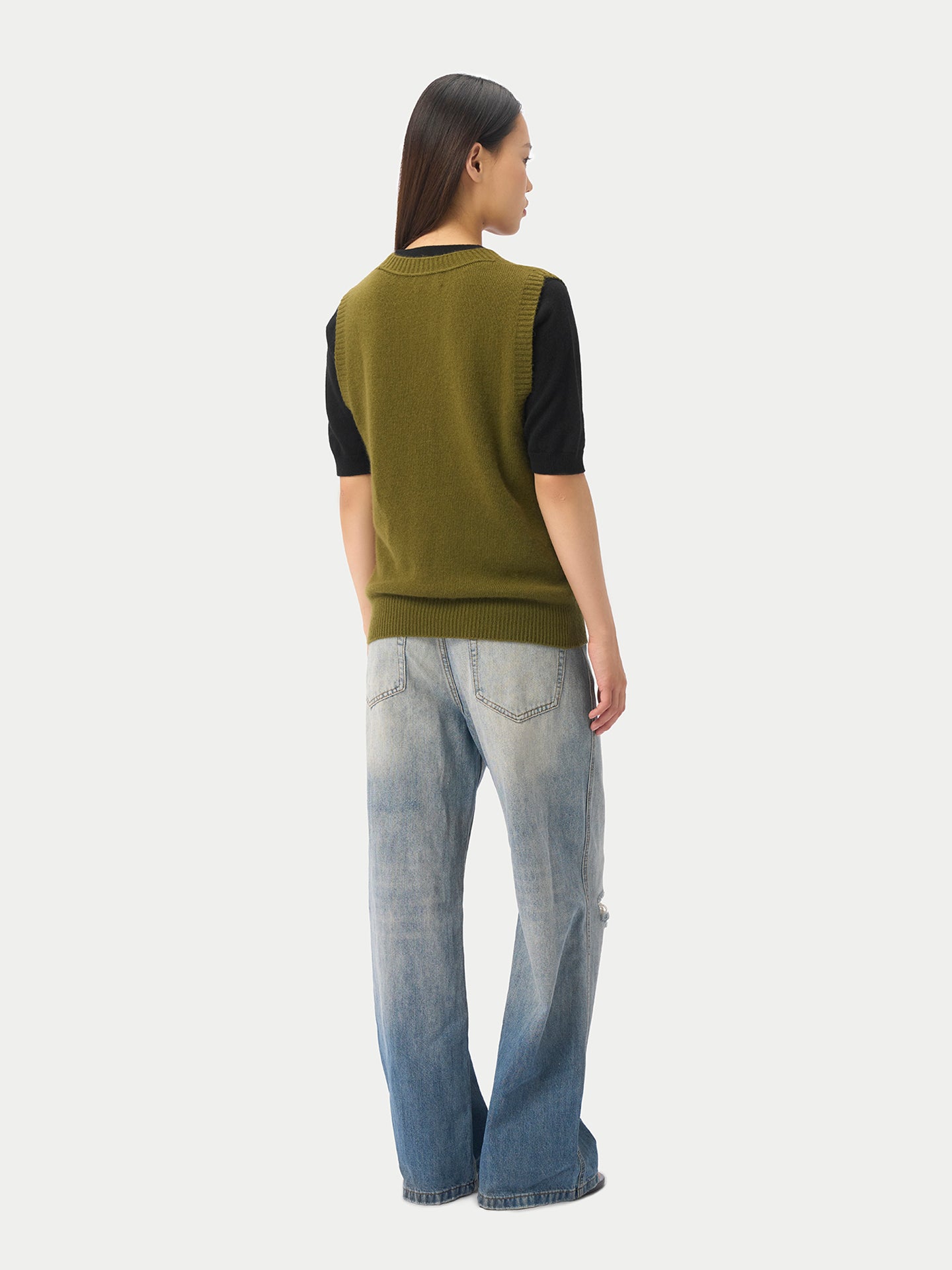 Damen Kaschmirweste mit V-Ausschnitt mit Relaxed Fit