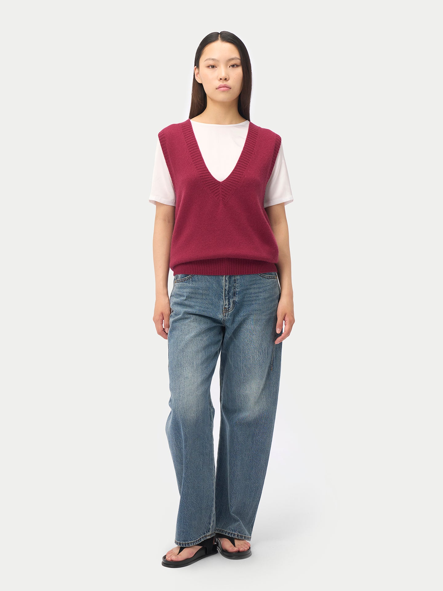 Damen Kaschmirweste mit V-Ausschnitt mit Relaxed Fit