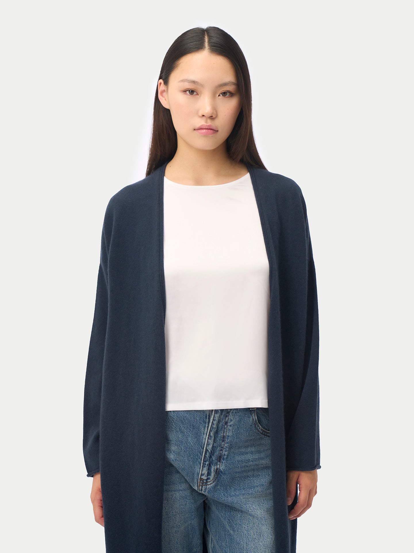 Kaschmir Strickjacke mit offenem Vorderteil