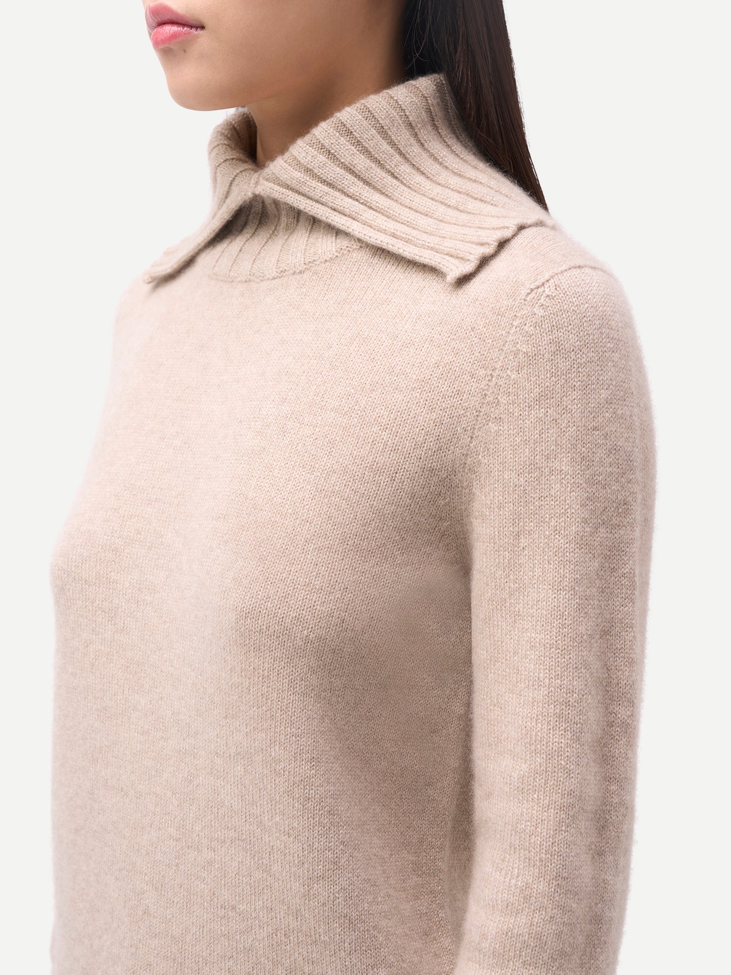 Kaschmir-Pullover mit Umklapp-Rollkragen