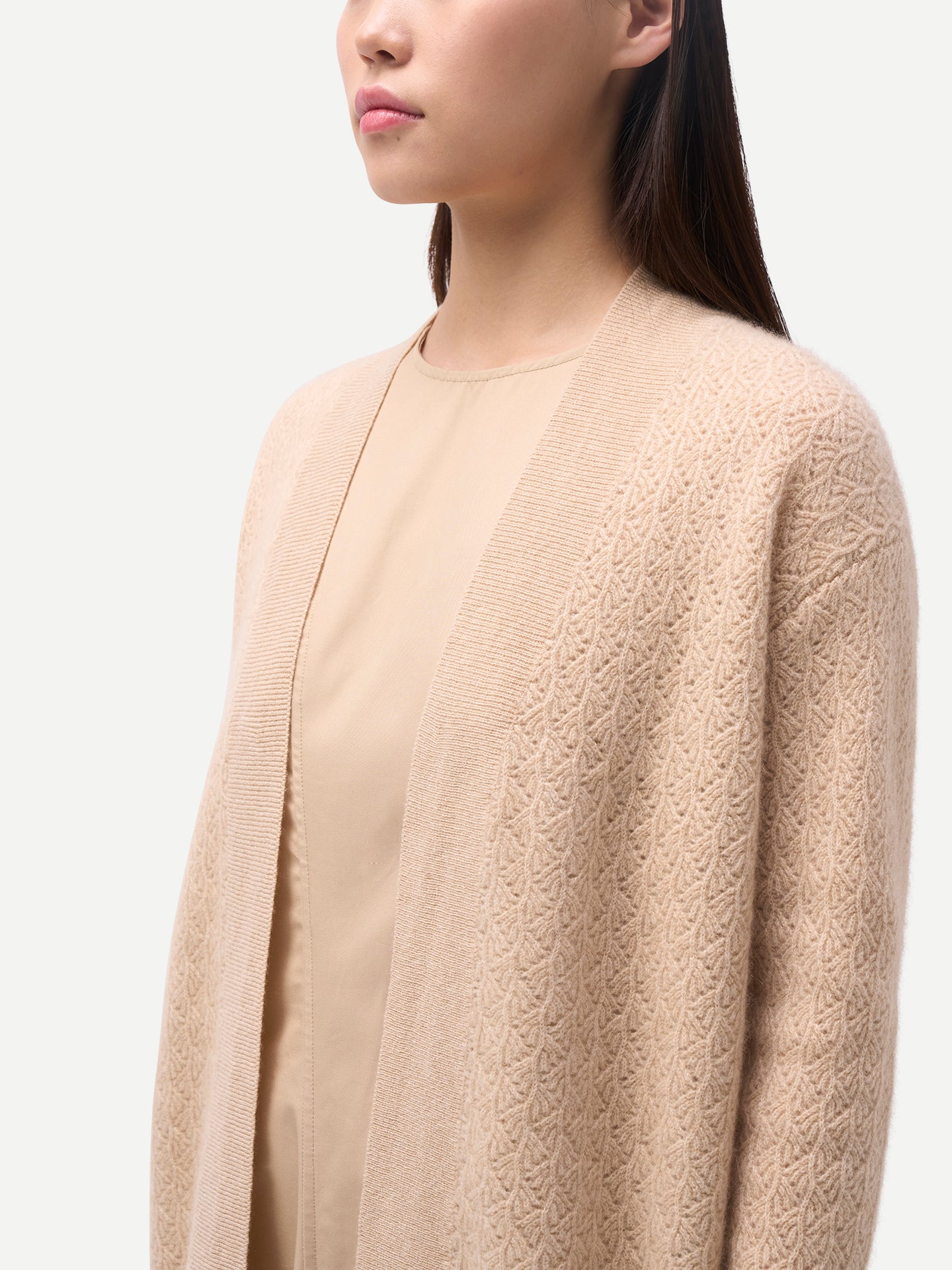 Damen Offener Kaschmir-Cardigan mit Struktur | GOBI Cashmere