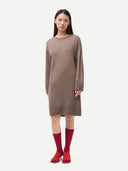 Strickkleid mit Rundhalsausschnitt Taupe - Gobi Cashmere