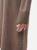 Strickkleid mit Rundhalsausschnitt Taupe - Gobi Cashmere