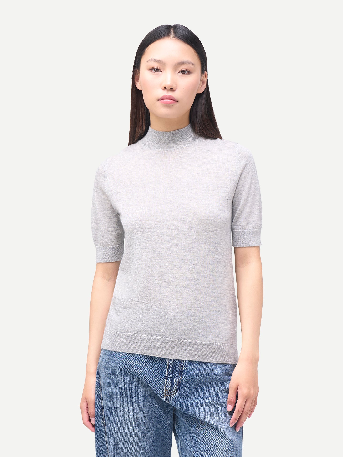 Kaschmir-Seiden-Shirt mit Stehkragen