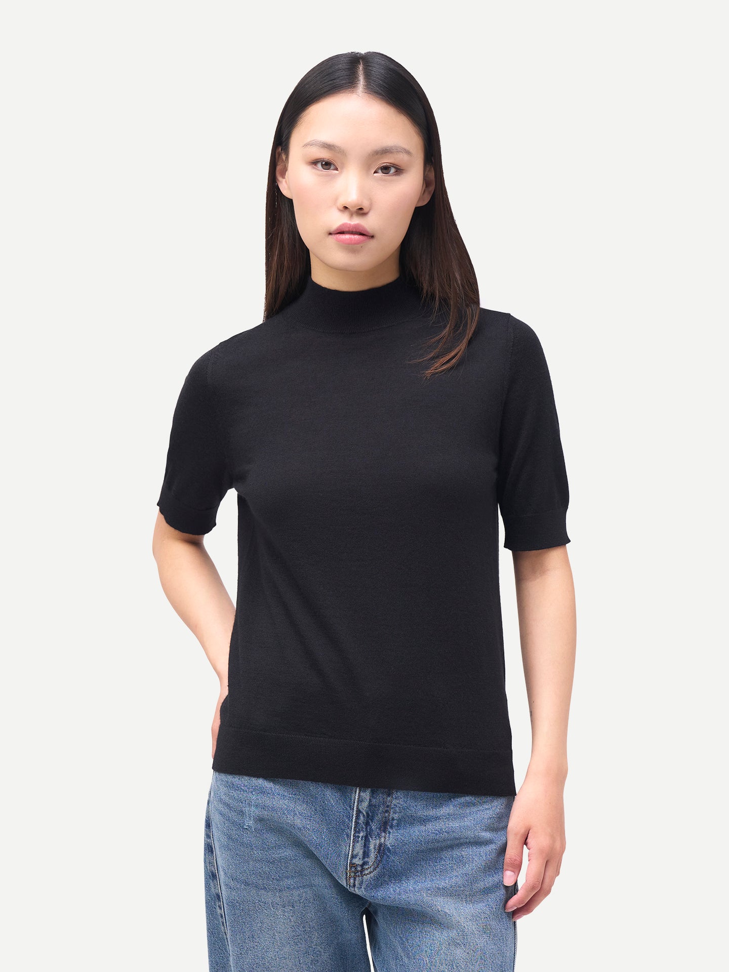 Kaschmir-Seiden-Shirt mit Stehkragen